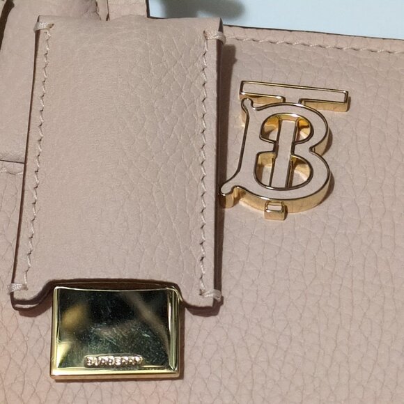 Burberry Pink Leather Mini Frances Logo Tote Bag Soft Pink Luxury Designer - Picture 6 of 9